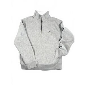 Nautica Men's Gray Quarter Zip Pullover Sweatshirt With Pockets - Medium